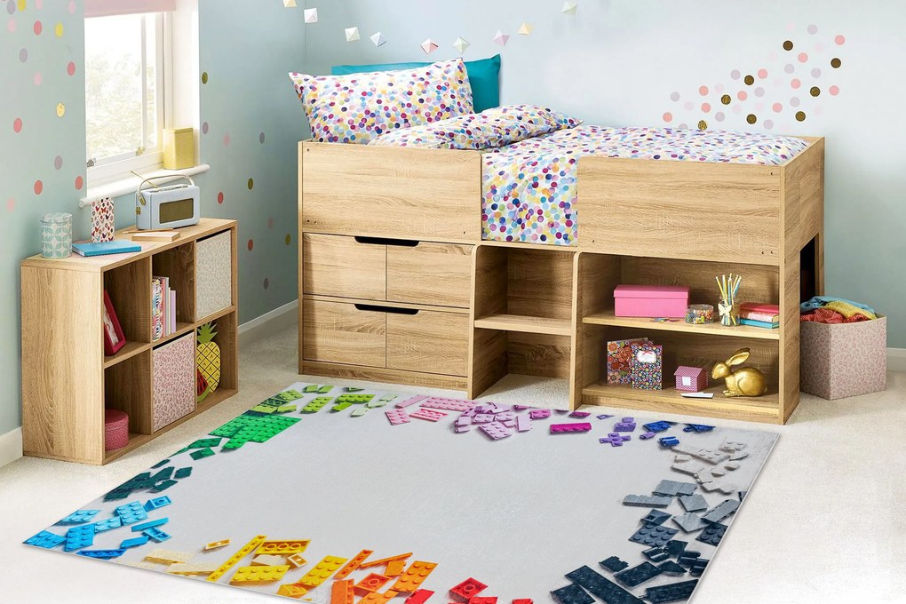 BAMBINO 38480 covor lavabil Kit de construcție pentru copii anti-alunecare - gri / galben - SECUNDAR-COTATI PRODUSUL