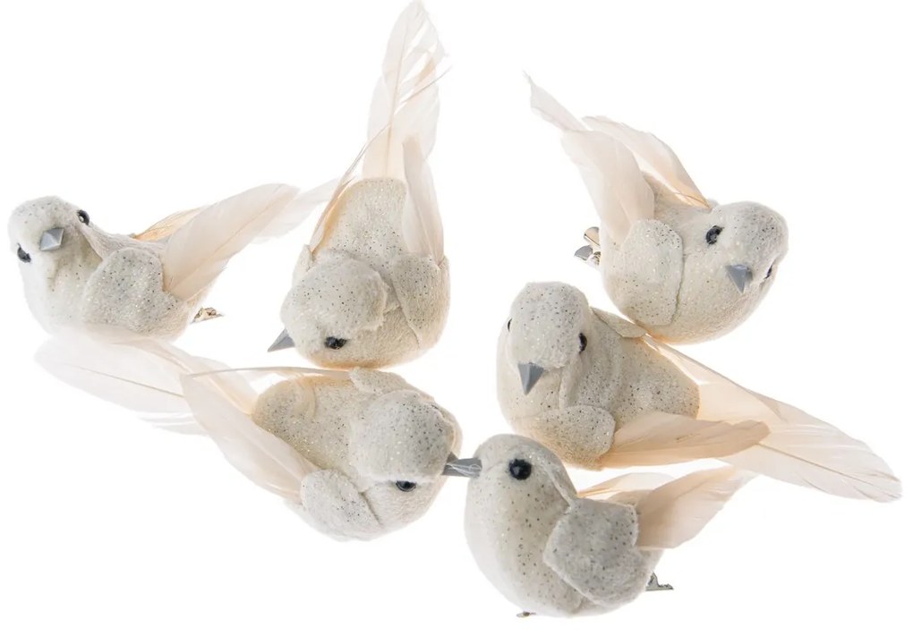 Set de păsări cu clemă, 8,5 cm, 6 bucăți