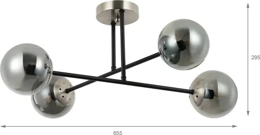 Brilagi - Lustra aplicată MALIVA 4xE14/15W/230V crom mat/fumuriu