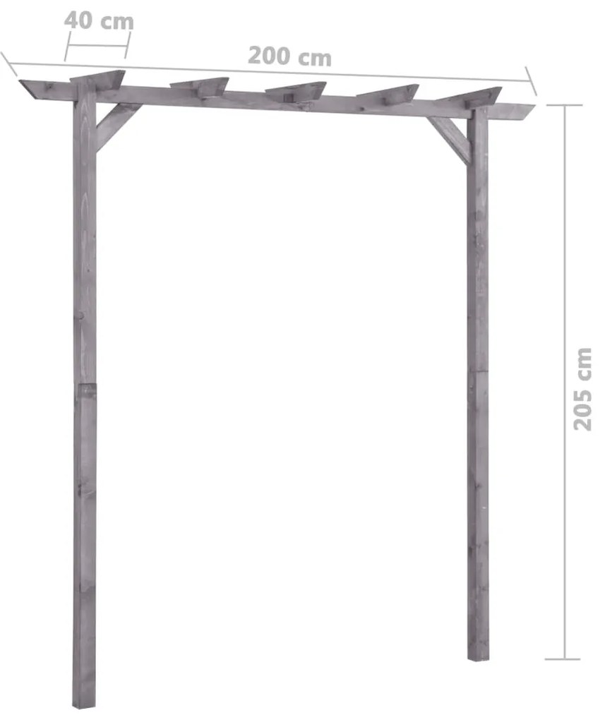 Pergola de gradina, gri, 200x40x205 cm, lemn de pin tratat 1, 200 x 40 x 205 cm