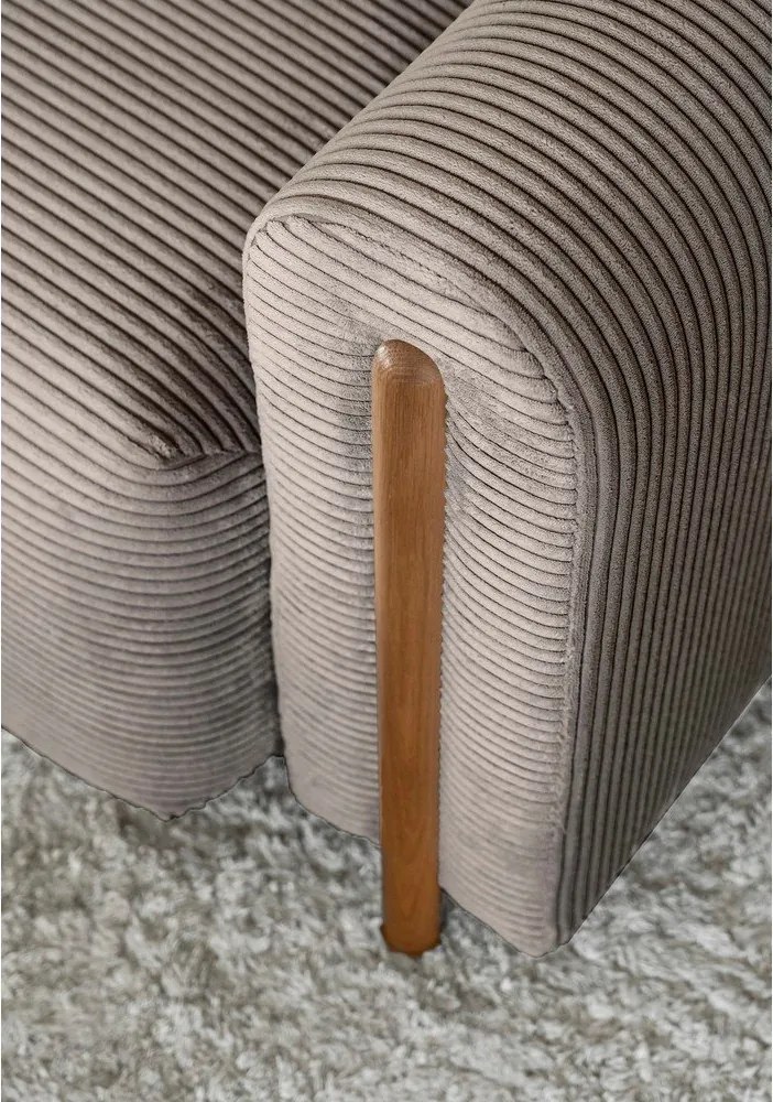 Canapea maro deschis extensibilă/cu spațiu de depozitare cu tapițerie din catifea reiată 244 cm Arcadova – ELTAP