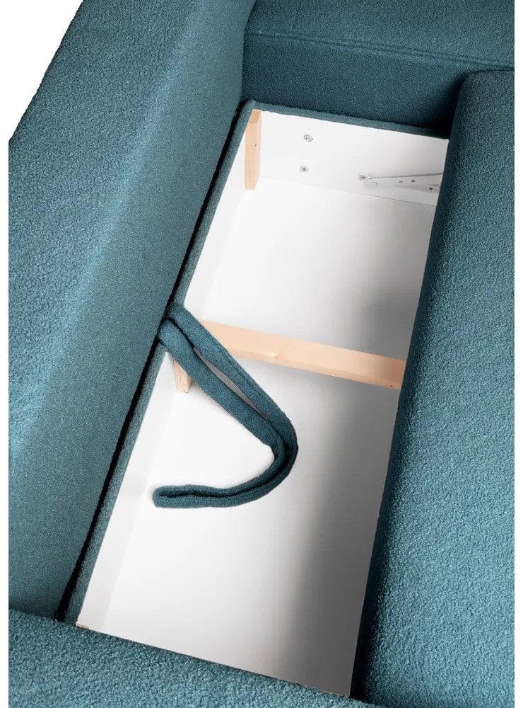 Colțar albastru extensibil cu tapițerie din țesătură bouclé (cu colț pe partea dreaptă) Quinoa – Bonami Selection