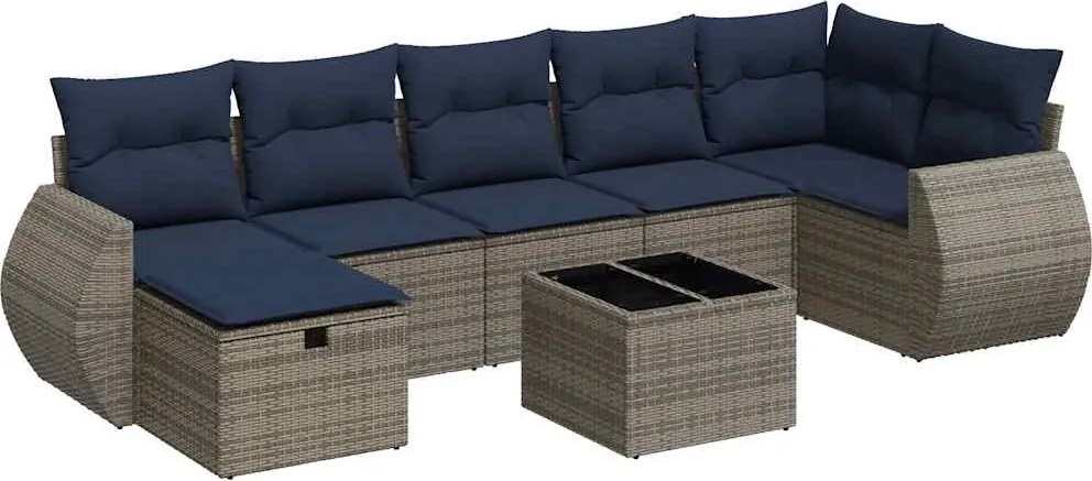 vidaXL Set canapele de grădină cu perne, 8 piese, gri, poliratan