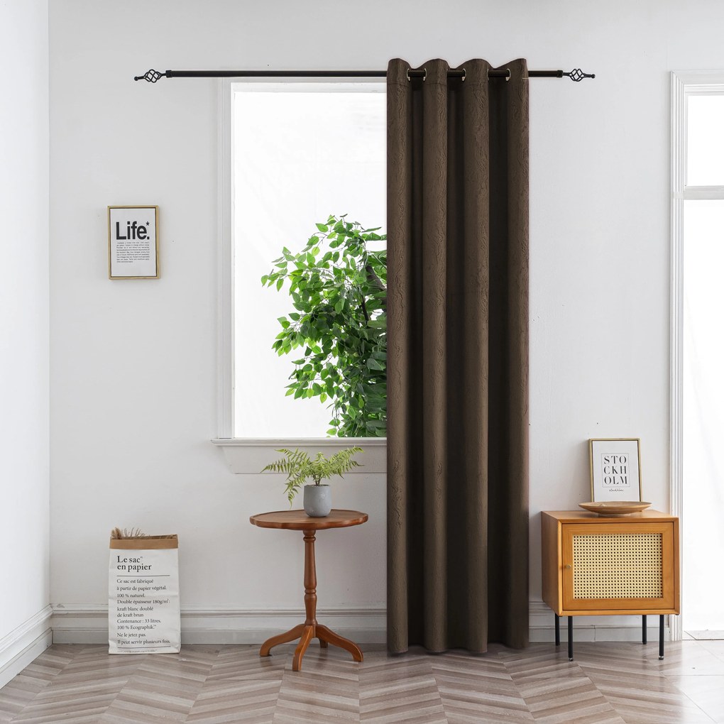 Draperie opaca DUNES VELVET 140x250 cm, maro Agatat: Inele metalice