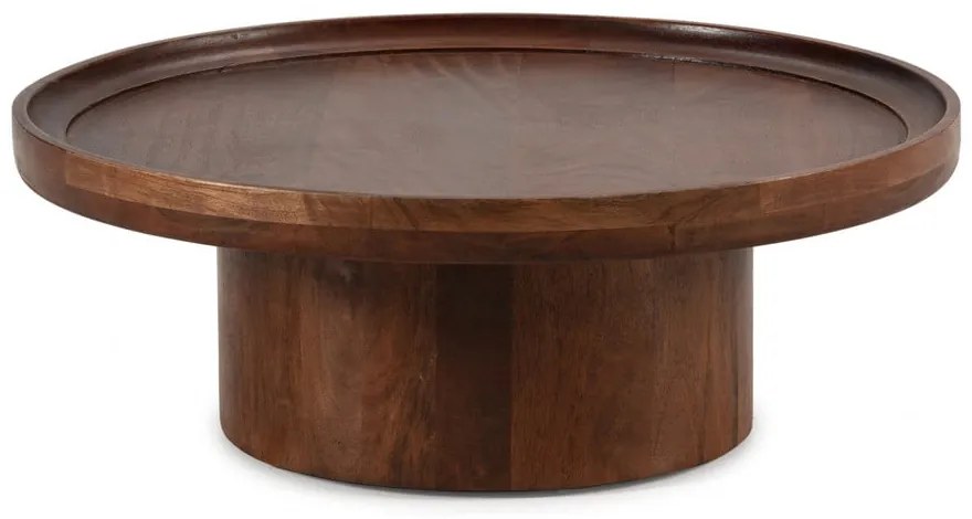Măsuță de cafea maro închis rotundă din lemn de mango 80x80 cm Giselle – Marckeric