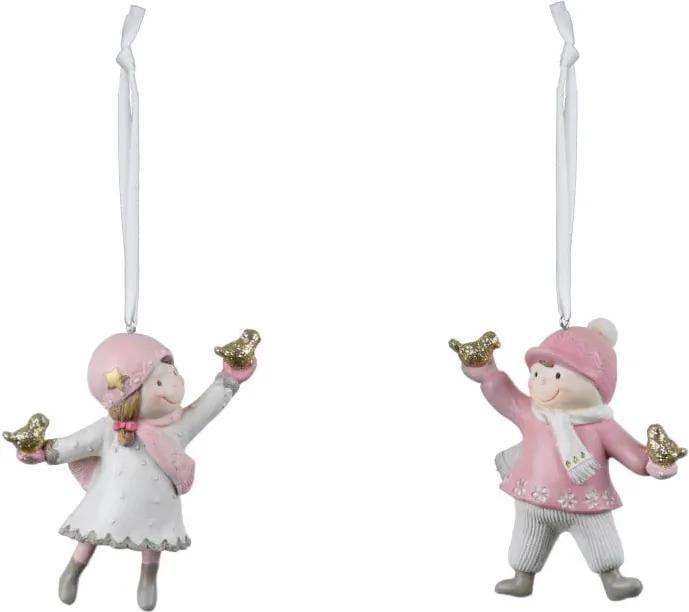 Set 2 decorațiuni suspendate de Crăciun Ego Dekor Playful, roz crem alb