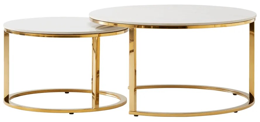 Set 2 mese de cafea, auriu/imitatie de marmura, DEVNET 2 NEW