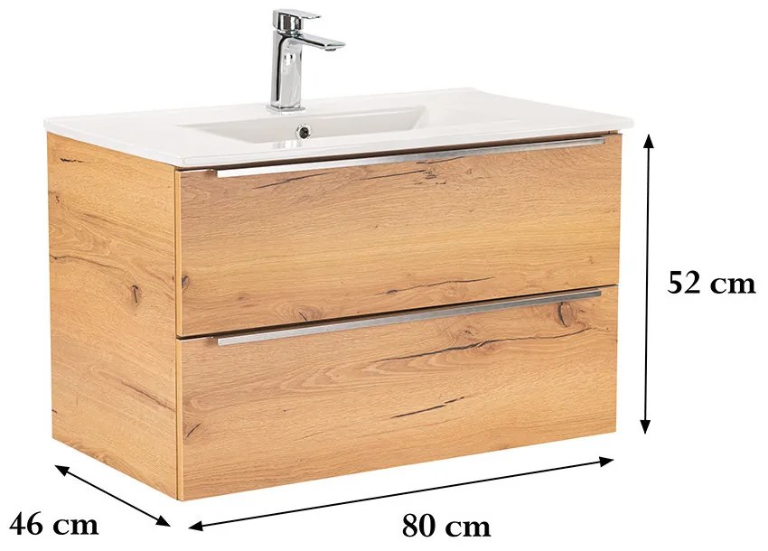 Dulap inferior Vario Trim 80 cu lavoar stejar-stejar