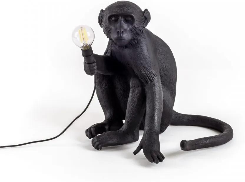 Veioza neagra din rasina 32 cm The Monkey Sitting Seletti