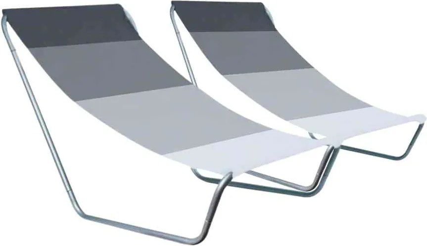 Set de 2 sezlonguri pliante pentru plaja SAND, dungi gri