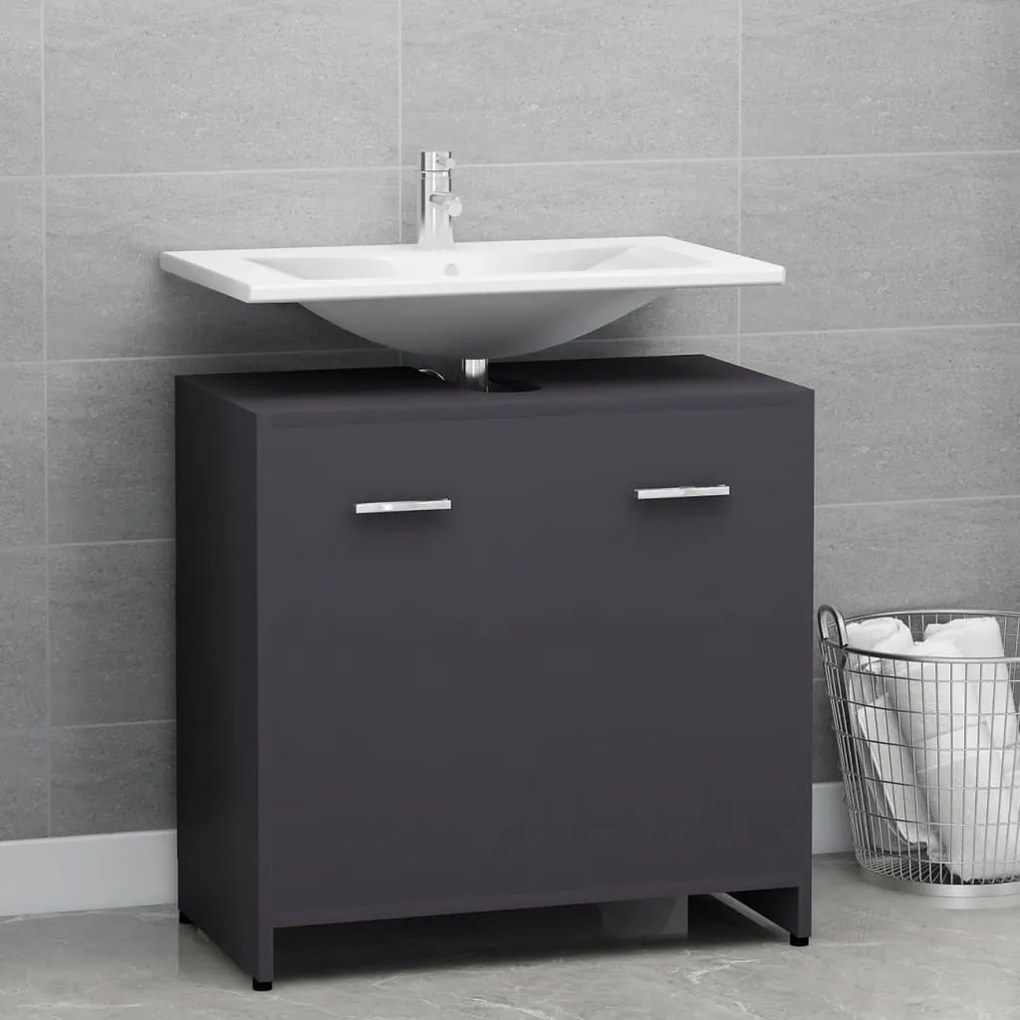 802572 vidaXL Dulap de baie, gri, 60 x 33 x 61 cm, PAL