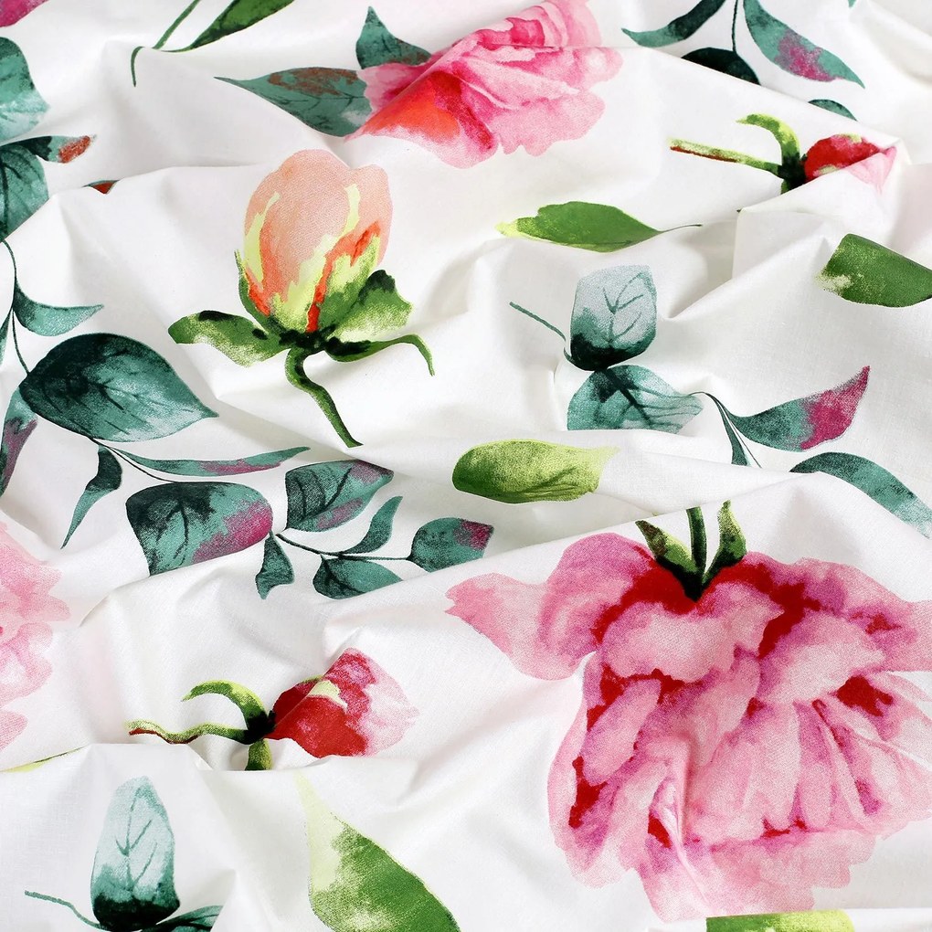 Goldea draperie 100% bumbac - flori mari de bujor 240x150 cm