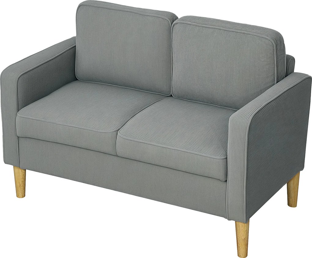 HOMCOM Canapea 2 locuri cu spațiu de depozitare și picioare solide din lemn, pentru living, dormitor, 117 x 63 x 79 cm, Gri deschis | Aosom Romania