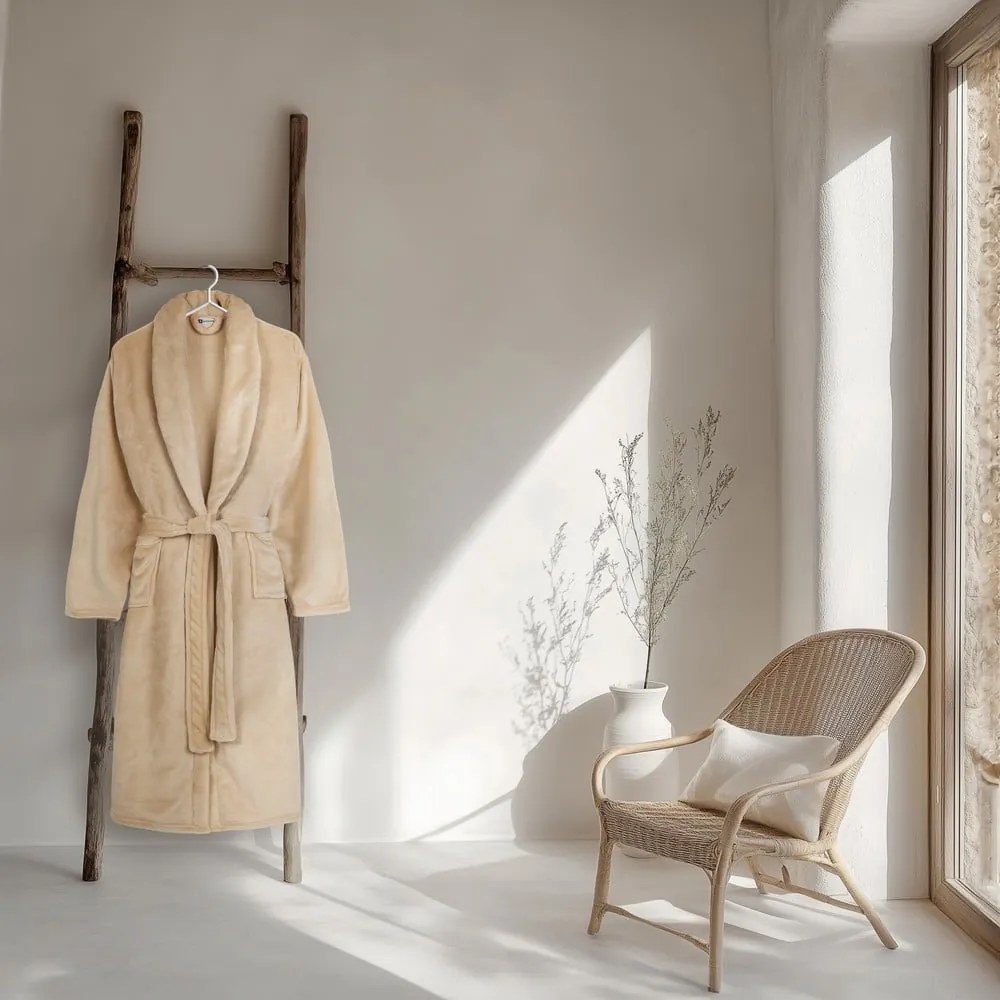 Halat bej XS/S din micropluș/cocolino Polyvelvet – Good Morning