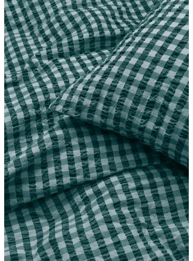 Lenjerie de pat verde-albastră din țesătură crep pentru pat de o persoană 140x200 cm Bæk&Bølge – JUNA