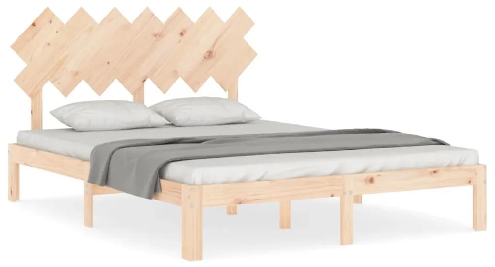 3193706 vidaXL Cadru de pat cu tăblie, 140x190 cm, lemn masiv