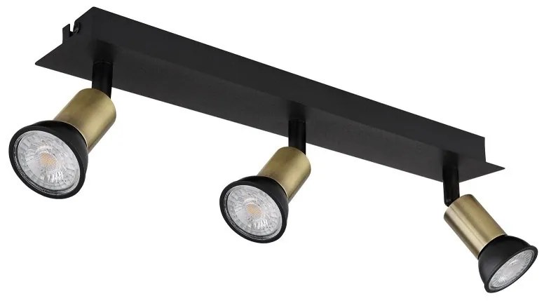 Plafoniera 3L design modern Drew negru, auriu