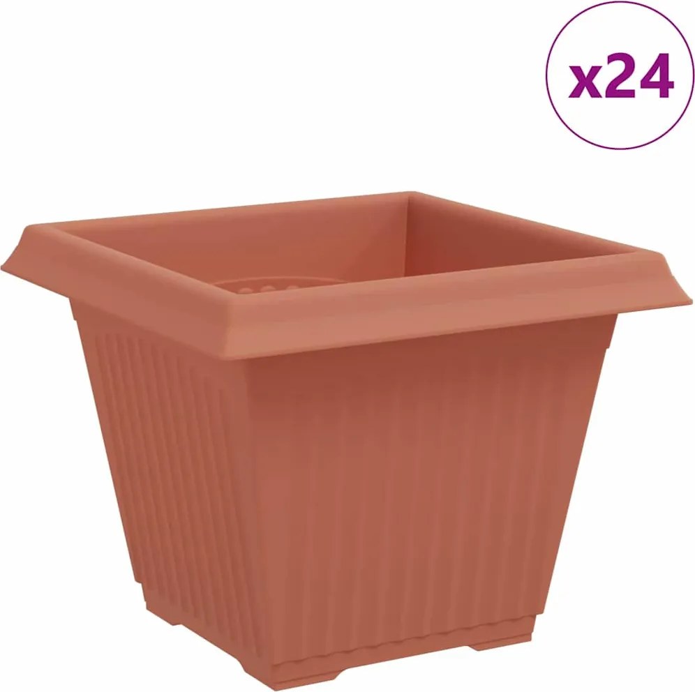 vidaXL Vază pătrată pentru flori 24 pcs Roșu cărămidă 38 x 38 x 30 cm