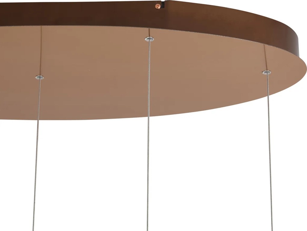 Lampă suspendată de design auriu roz cu sticlă chihlimbarie, inclusiv LED reglabil în 3 trepte, cu 5 lumini Easylift - Fiera