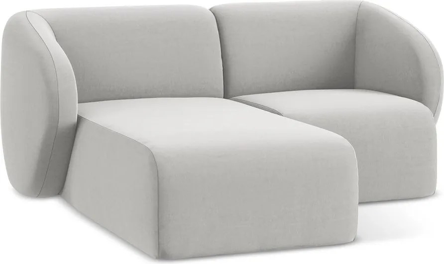 Colțar gri deschis cu tapițerie din catifea (cu colț pe partea stângă/cu șezlong) Lani – Makamii