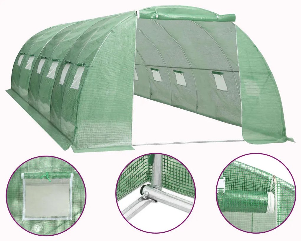 vidaXL Seră, 24 m², 6 x 4 x 2 m