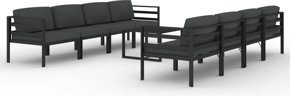 vidaXL Set mobilier de grădină cu perne, 9 piese, antracit, aluminiu