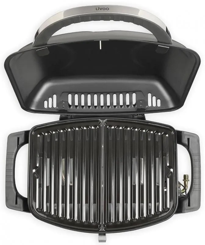 Gratar portabil pe gaz Livoo DOC275, 3.5kW, Aprindere automata, Negru