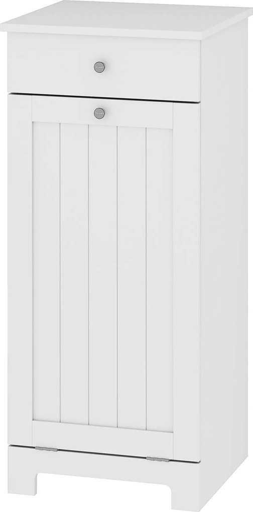 HOMCOM Dulap de baie cu coș rabatabil pentru rufe murdare Mobilier pentru rufe murdare cu sacoșă textilă pliabilă și sertar Alb 40x38x90 cm | Aosom Romania