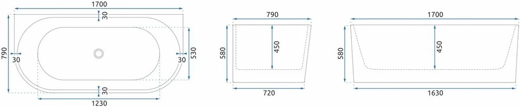 Cada din acril freestanding VENETA 170cm