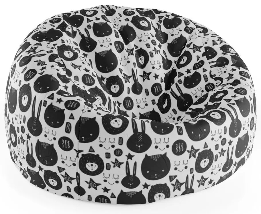 Sac de șezut Cocoon pisicuță și ursuleț, negru / alb