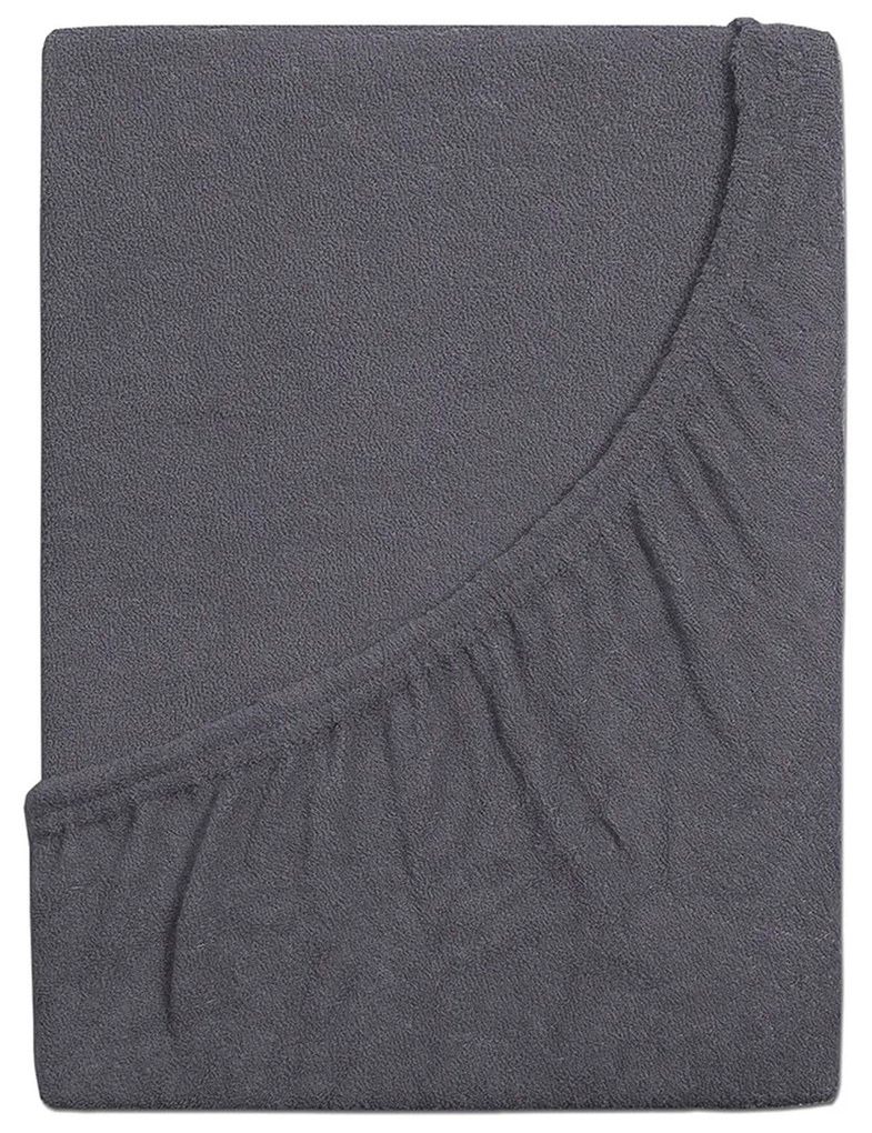 Cearșaf de pat 4Home Perfect din frotir antracit, 90 x 200 cm