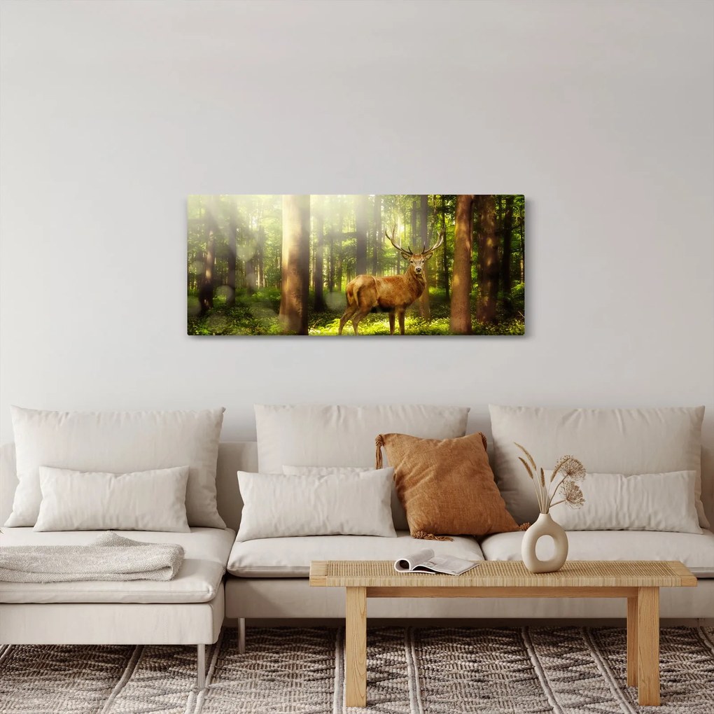 Tablou cu cerbul în pădure (120x50 cm)