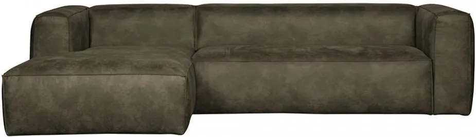 Canapea cu colt din piele verde army 305 cm Bean Left