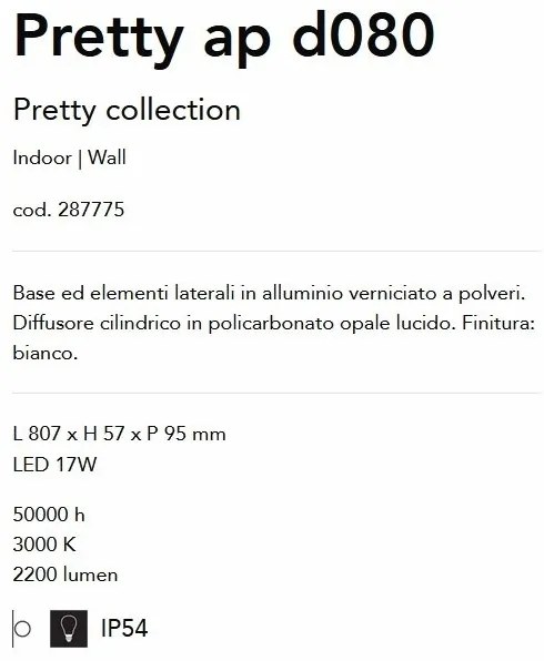 Aplica LED pentru baie IP54 Pretty ap d080 alba