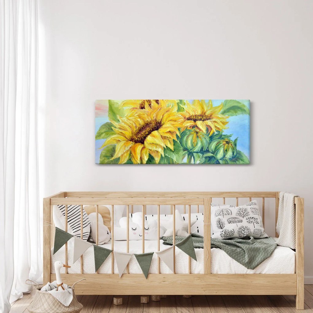 Tablou - Floarea soarelui înflorită (120x50 cm)