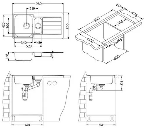 Chiuveta bucatarie inox doua cuve culoare cupru Alveus Monarch Line 10 Cupru