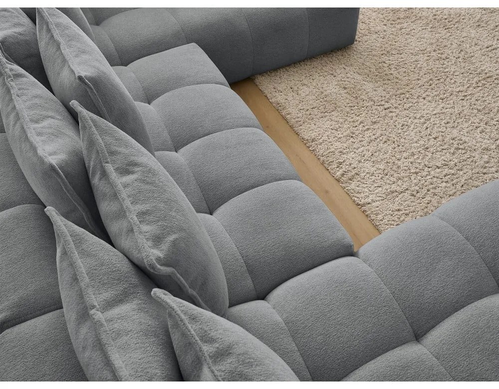 Colțar gri închis extensibil/cu spațiu de depozitare cu tapițerie din chenille (cu colț pe partea dreaptă/în formă de "U") Everest – Bobochic Paris