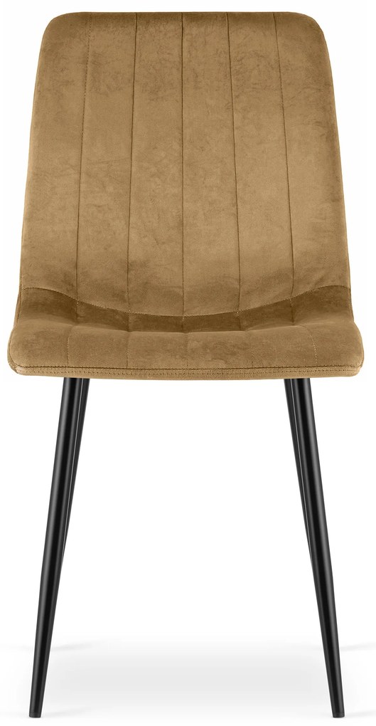 Scaun de catifea maro LAVA cu picioare negre