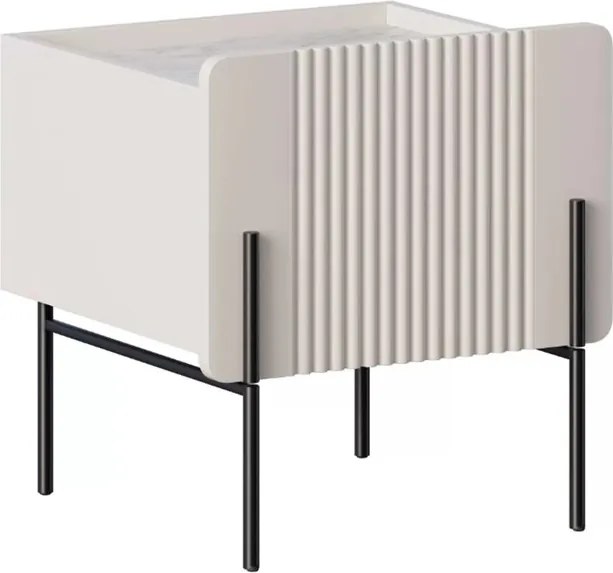 Noptieră Malmi 45 cm cu sertar - cașmir / alb crem / picioare negre