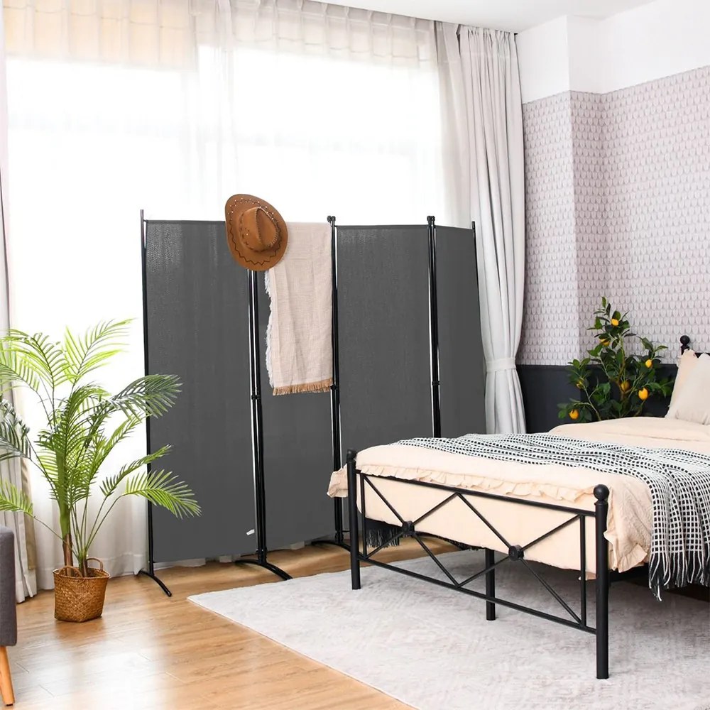 Paravan cu 4 panouri 173 cm gri