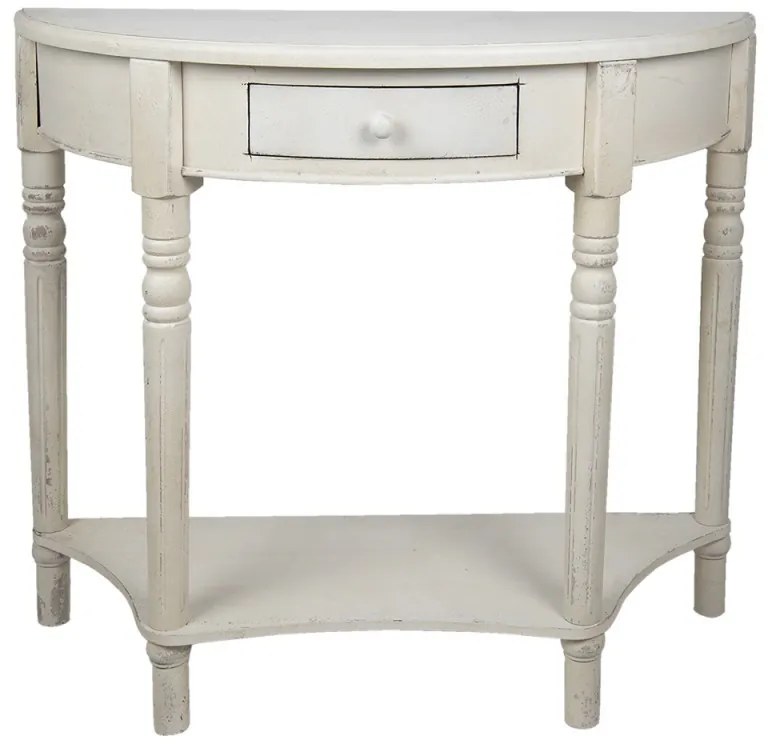 Consola alba, din lemn, cu un sertar, Clemoire