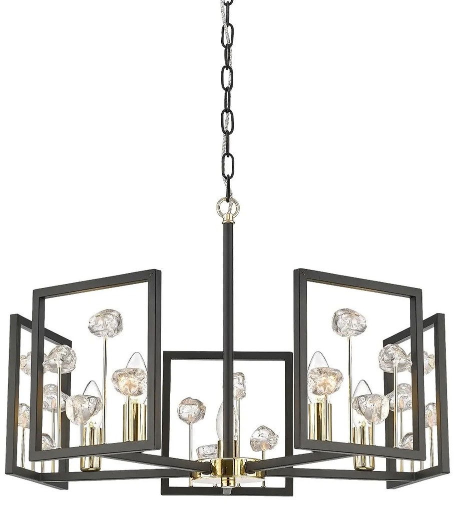 Lustra suspendata moderna design deosebit CAROLINE negru mat/ french gold
