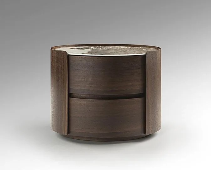 Noptiera ovala cu 2 sertare Enoc stejar inchis