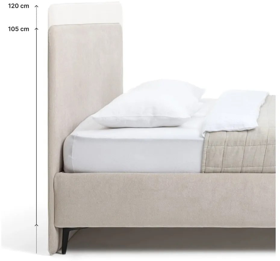 Pat matrimonial galben muștar tapițat cu somieră 160x200 cm Noira Slim – Bonami Selection