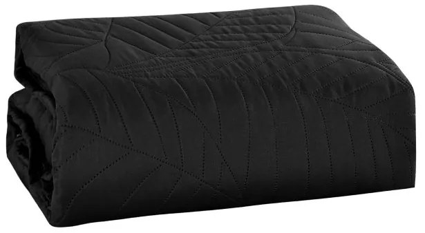 Cuvertura de pat neagra cu model LEAVES Dimensiune: 220 x 240 cm