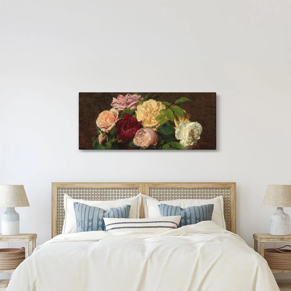 Tablou - Henri Fantin-Latour, Roses de Nice on a Table, reproducere (120x50 cm)