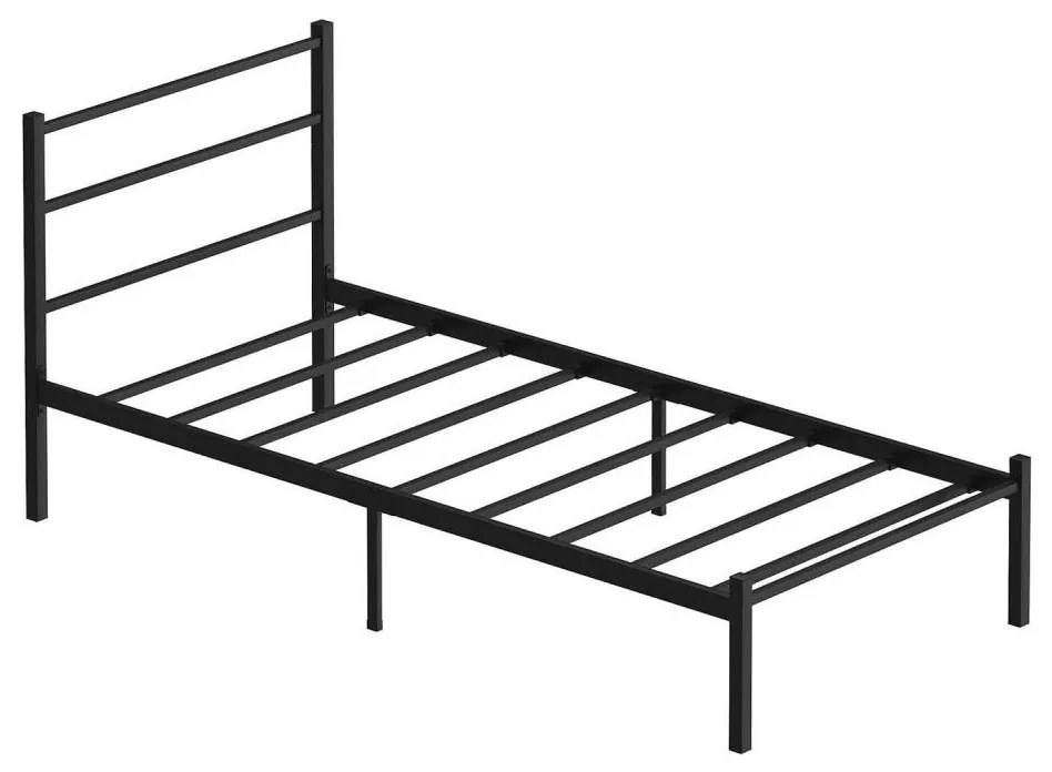 Pat metalic FERON 90x200 cm, negru, capacitate de încărcare 120 kg