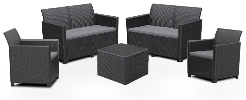 Set mobilier de grădină Claire cu 6 locuri, grafit