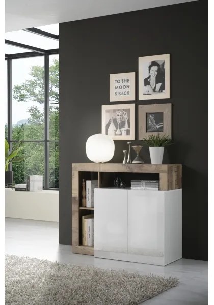 Comodă LENOR alb/maro