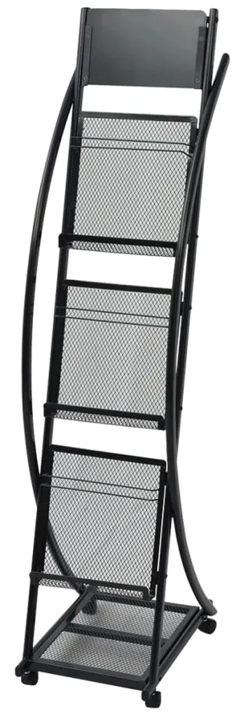 30098 vidaXL Raft reviste 40 x 32 x 131 cm, negru, A4